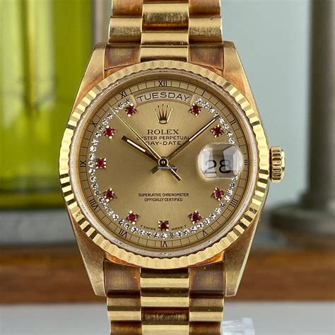 1990 gold presidential rolex|Rolex diamond 18238.